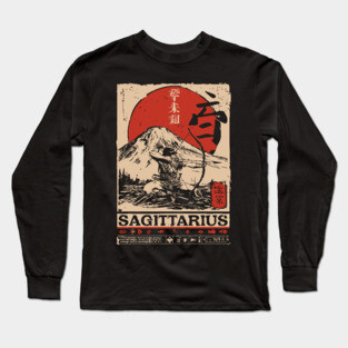 Sagittarius Zodiac Poster – Japanese Archer Spirit Design Long Sleeve T-Shirt