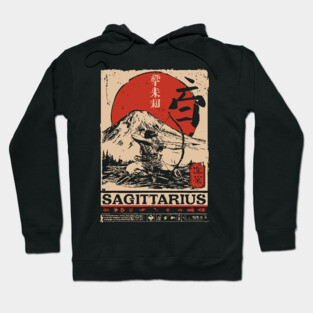 Sagittarius Zodiac Poster – Japanese Archer Spirit Design Hoodie