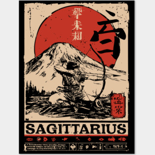 Sagittarius Zodiac Poster – Japanese Archer Spirit Design Posters and Art