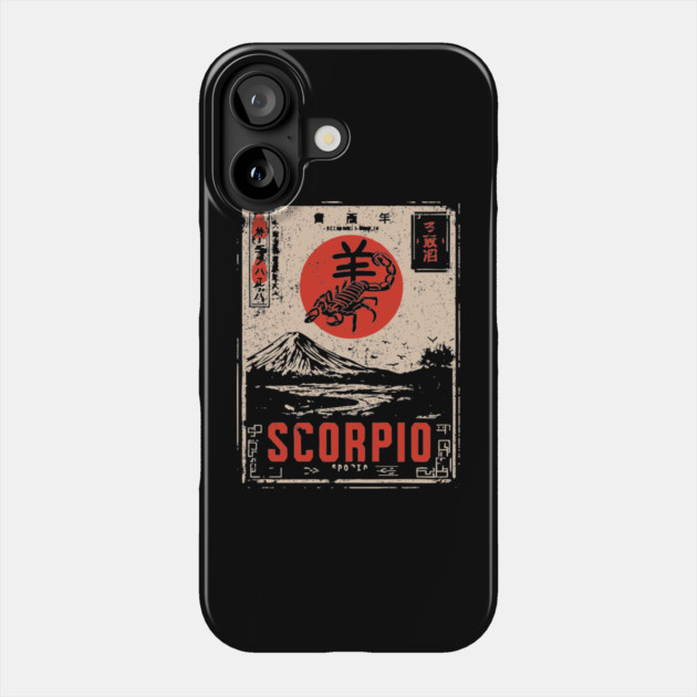 Scorpio Zodiac Poster – Intense Japanese Scorpion Design Phone Case by TuncGK