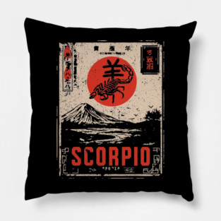 Scorpio Zodiac Poster – Intense Japanese Scorpion Design Pillow
