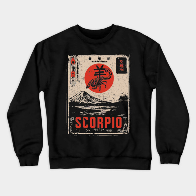 Scorpio Zodiac Poster – Intense Japanese Scorpion Design Crewneck Sweatshirt by TuncGK