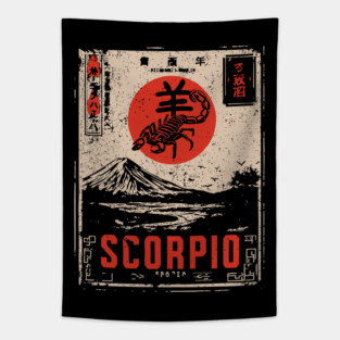 Scorpio Zodiac Poster – Intense Japanese Scorpion Design Tapestry