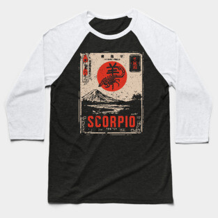 Scorpio Zodiac Poster – Intense Japanese Scorpion Design Baseball T-Shirt
