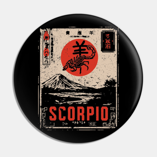 Scorpio Zodiac Poster – Intense Japanese Scorpion Design Pin by TuncGK