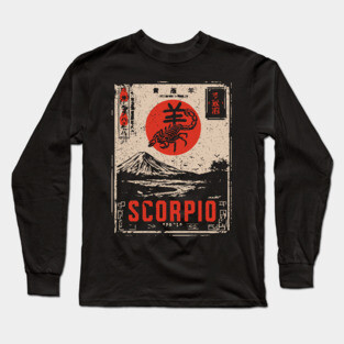 Scorpio Zodiac Poster – Intense Japanese Scorpion Design Long Sleeve T-Shirt