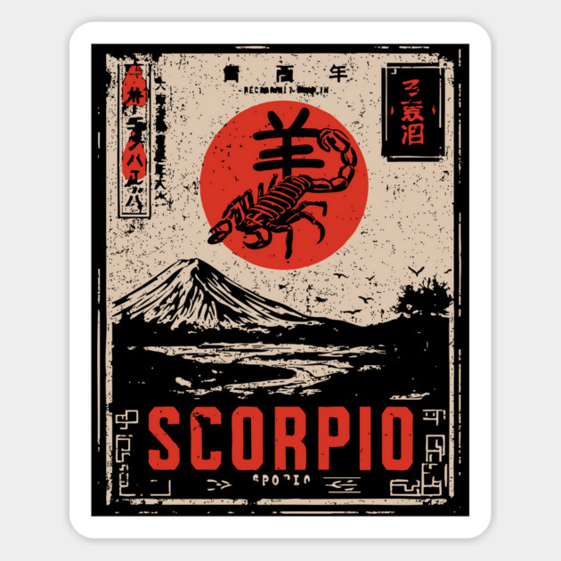 Scorpio Zodiac Poster – Intense Japanese Scorpion Design Magnet by TuncGK
