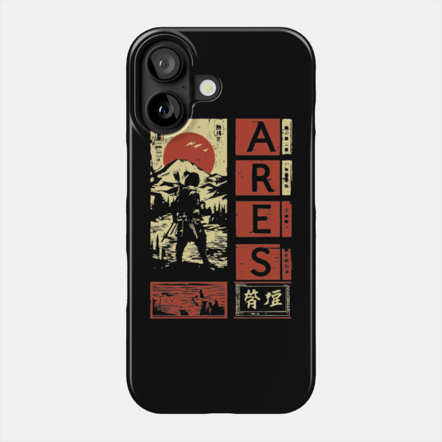 Ares God of War Poster – Japanese Mythology Woodblock Print Phone Case by TuncGK