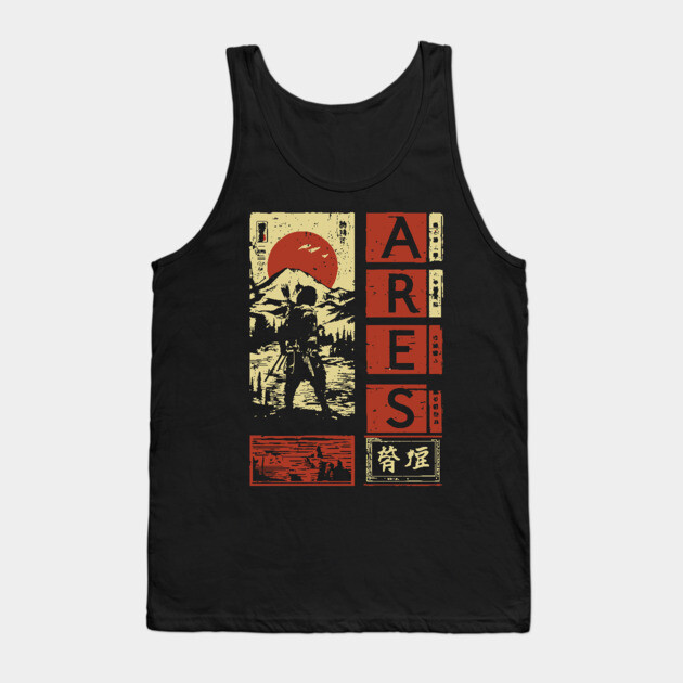 Ares God of War Poster – Japanese Mythology Woodblock Print Tank Top by TuncGK