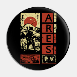 Ares God of War Poster – Japanese Mythology Woodblock Print Pin