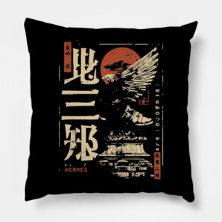 Hermes God Poster – Japanese Winged Messenger Design Pillow