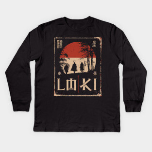 Loki God Poster – Norse Trickster in Japanese Ukiyo-e Style Kids Long Sleeve T-Shirt