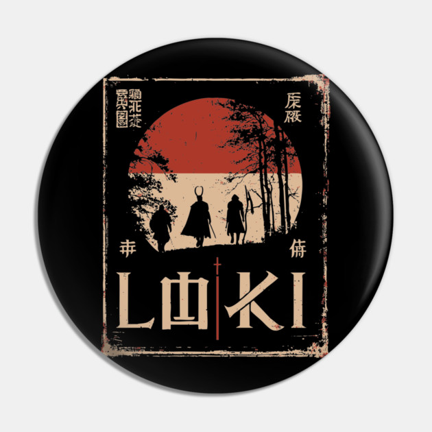 Loki God Poster – Norse Trickster in Japanese Ukiyo-e Style Pin by TuncGK