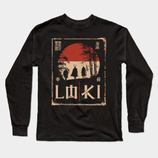 Loki God Poster – Norse Trickster in Japanese Ukiyo-e Style Long Sleeve T-Shirt