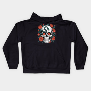 Skull Wrapped in Serpent with Marigolds Kids Hoodie