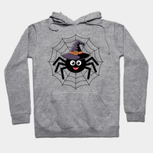 Cute Witch Spider with Web Halloween Fun Hoodie