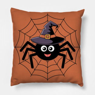 Cute Witch Spider with Web Halloween Fun Pillow