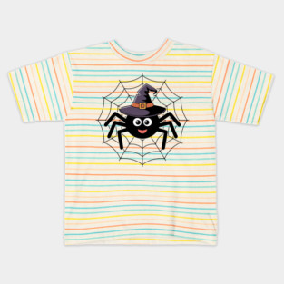 Cute Witch Spider with Web Halloween Fun Kids T-Shirt