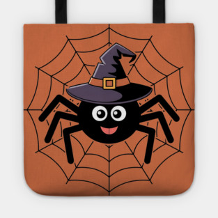 Cute Witch Spider with Web Halloween Fun Tote