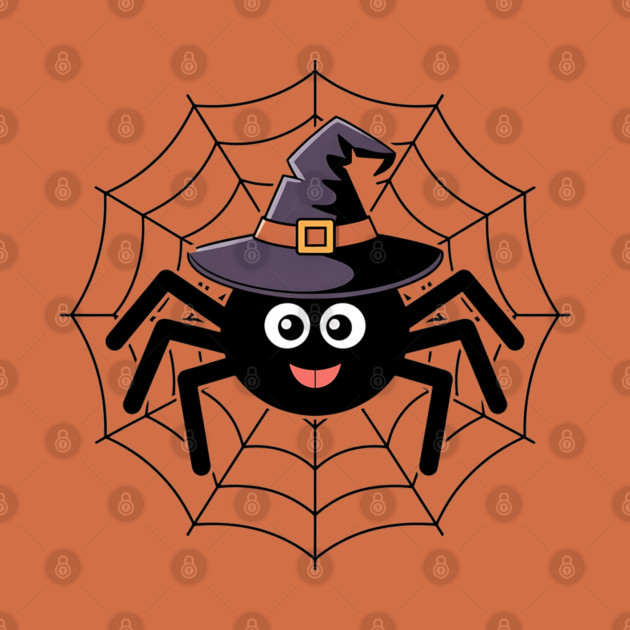 Cute Witch Spider with Web Halloween Fun by BirdsnStuff