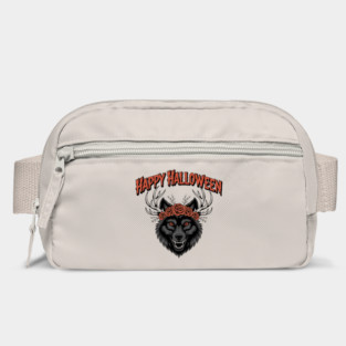 Wild Gothic Wolf with Antlers and Roses Bag