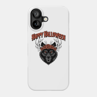 Wild Gothic Wolf with Antlers and Roses Phone Case