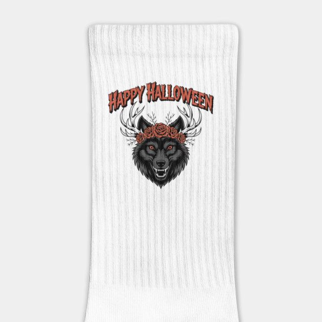 Wild Gothic Wolf with Antlers and Roses by BirdsnStuff