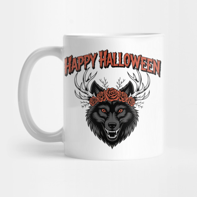 Wild Gothic Wolf with Antlers and Roses by BirdsnStuff