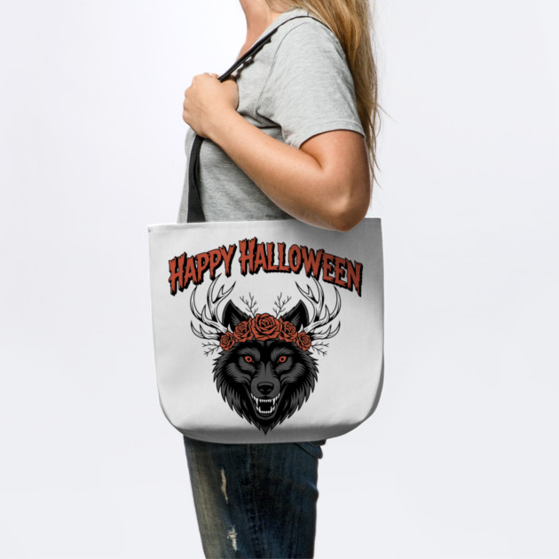 Wild Gothic Wolf with Antlers and Roses by BirdsnStuff