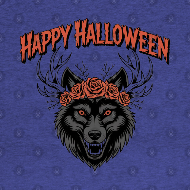 Wild Gothic Wolf with Antlers and Roses by BirdsnStuff