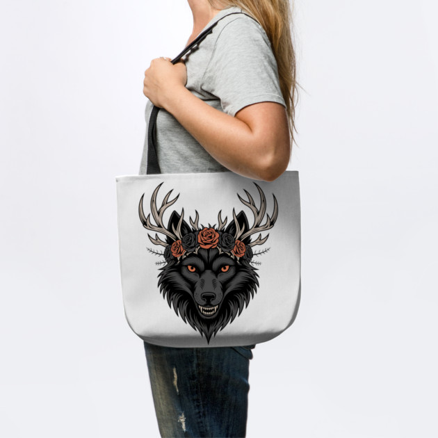 Gothic Wolf with Antlers and Rose Crown by BirdsnStuff