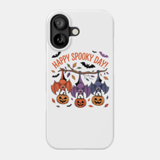 Playful Halloween Bats Hanging with Pumpkins Phone Case
