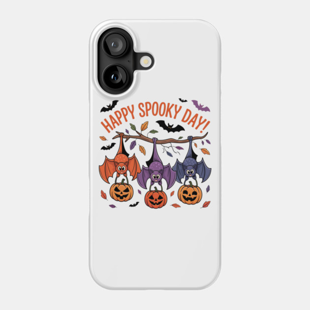 Playful Halloween Bats Hanging with Pumpkins Phone Case by BirdsnStuff