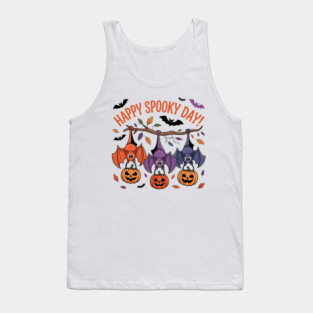 Playful Halloween Bats Hanging with Pumpkins Tank Top