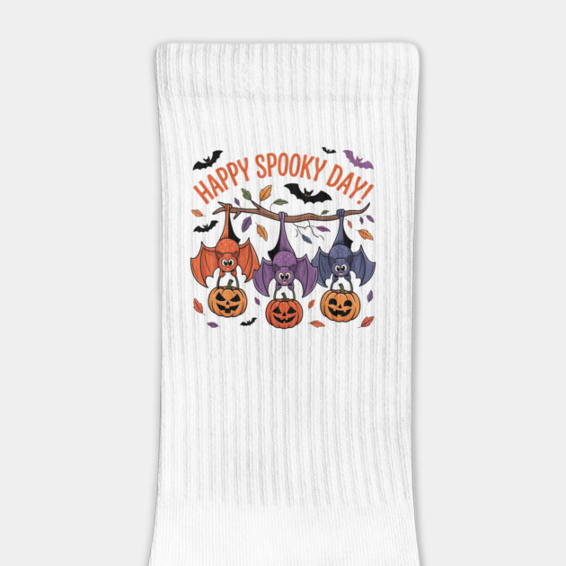 Playful Halloween Bats Hanging with Pumpkins by BirdsnStuff