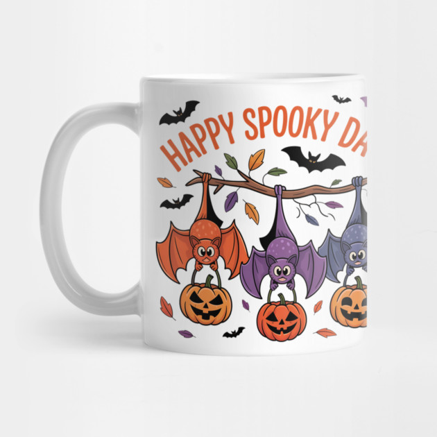 Playful Halloween Bats Hanging with Pumpkins by BirdsnStuff