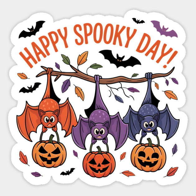 Playful Halloween Bats Hanging with Pumpkins Magnet by BirdsnStuff