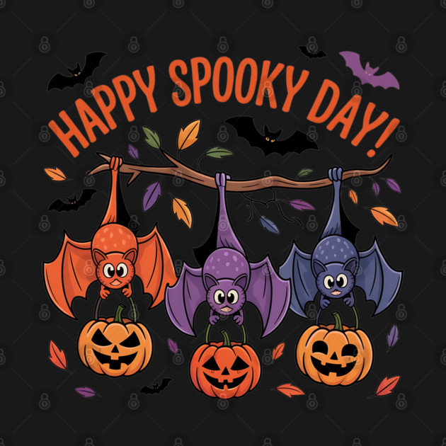 Playful Halloween Bats Hanging with Pumpkins by BirdsnStuff