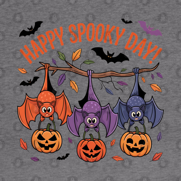 Playful Halloween Bats Hanging with Pumpkins by BirdsnStuff