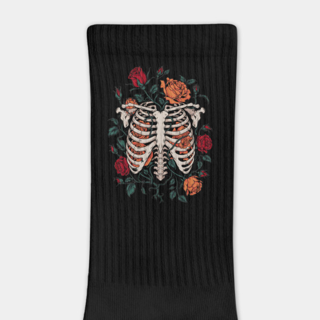 Dark Gothic Ribcage with Roses and Botanical Bones by BirdsnStuff