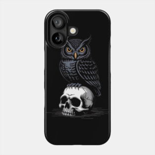 Gothic Owl Perched on Skull Phone Case
