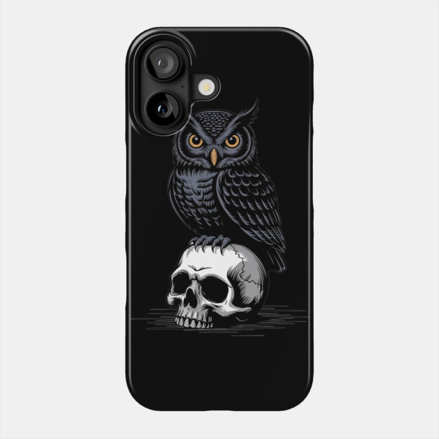 Gothic Owl Perched on Skull Phone Case by BirdsnStuff