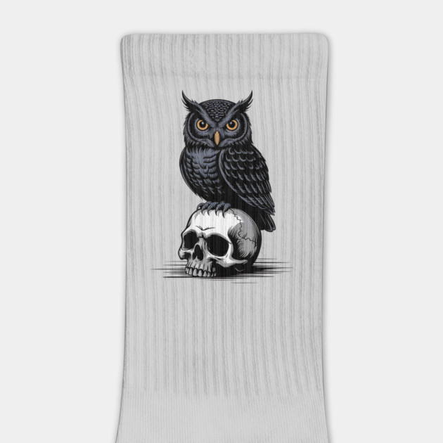 Gothic Owl Perched on Skull by BirdsnStuff