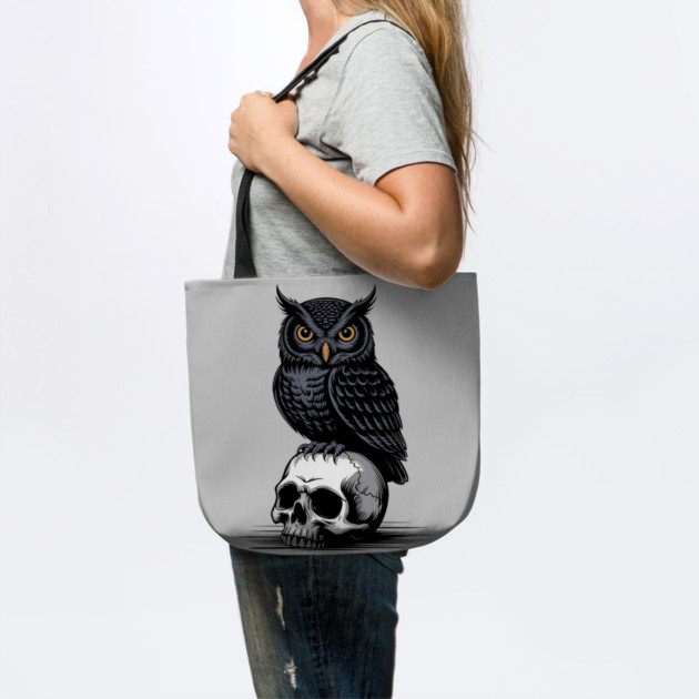 Gothic Owl Perched on Skull by BirdsnStuff