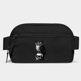 Eerie Owl with Skull in Black and White Gothic Style Bag