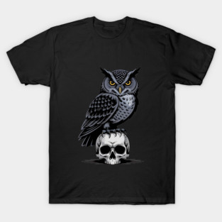 Monochrome Owl with Skull T-Shirt