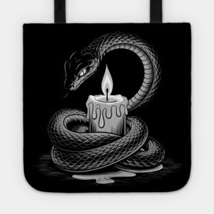 Serpent with Candle in Dark Gothic Ritual Style Tote