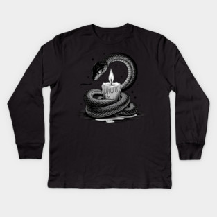 Serpent with Candle in Dark Gothic Ritual Style Kids Long Sleeve T-Shirt