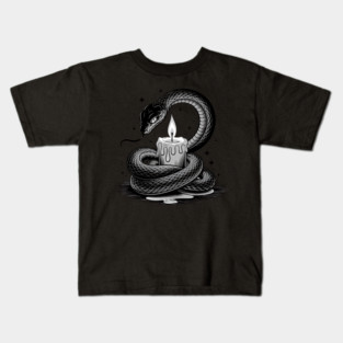 Serpent with Candle in Dark Gothic Ritual Style Kids T-Shirt