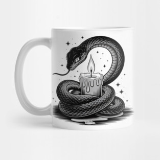 Serpent with Candle in Dark Gothic Ritual Style Mug
